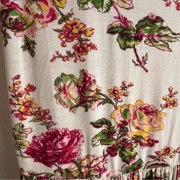 APRIL CORNELL Sz M Floral Pink Maxi Dress Jersey Knit Belted Unlined Scoop Neck - Picture 5 of 14